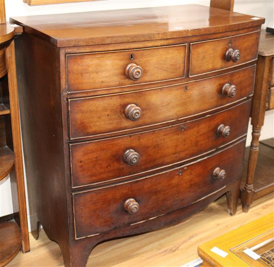 A Victorian mahogany five drawer bowfront chest